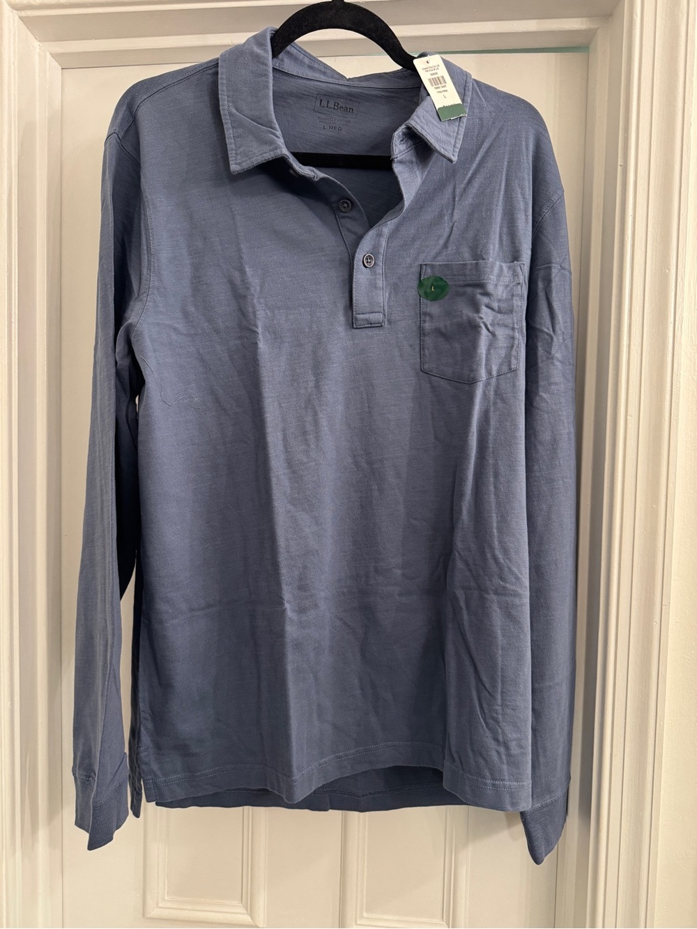 L.L. Bean Men's Long-Sleeve Polo in Slate Blue